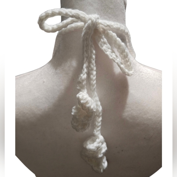 Handmade Granny Square Crochet Halter Top Mermaidcore Boho Criss-cross Icy Blue - Picture 13 of 17